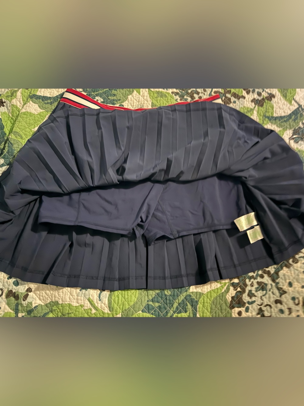 Lilly Pulitzer Luxletic Navy Pleated Skort with Striped Waistband - Picture 4 of 6